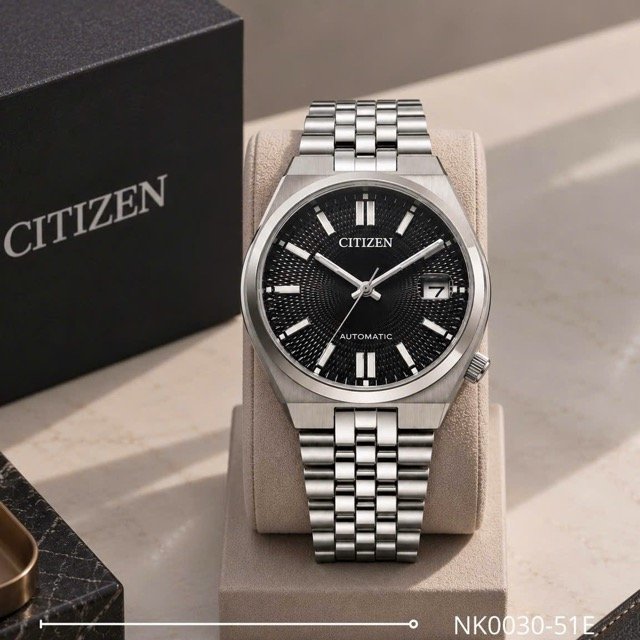 Đồng hồ nam dây thép Citizen Tsuyosa 60 Automatic Sport Chic Guilloche Dial NK0030-51E