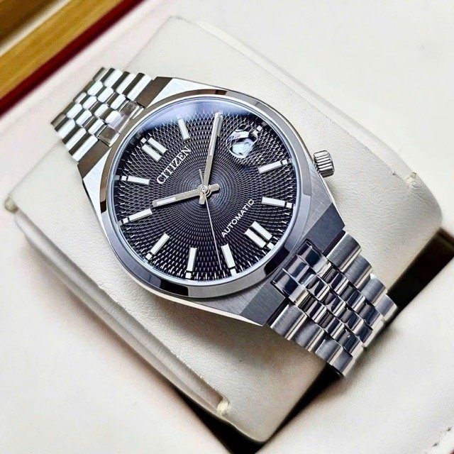 Đồng hồ nam dây thép Citizen Tsuyosa 60 Automatic Sport Chic Guilloche Dial NK0030-51E - Ảnh 4