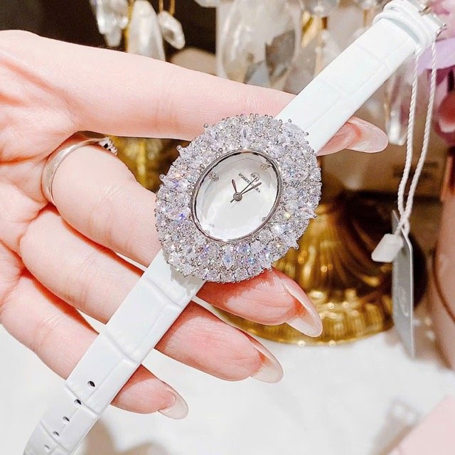 Đồng hồ nữ dây da Roberto Era Quartz Oval Leather Strap Crystal RE5028C - Ảnh 4