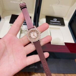 Đồng hồ nữ dây da Roberto Era Quartz Brown Silk Leather Strap Crystal RE8341