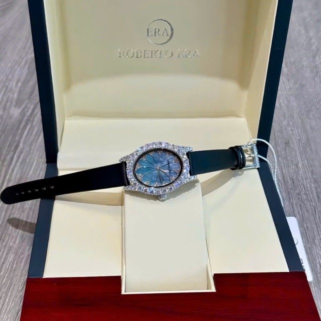 Đồng hồ nữ dây da Roberto Era Quartz Oval Silk Leather Strap Crystal RE2207 - Ảnh 3