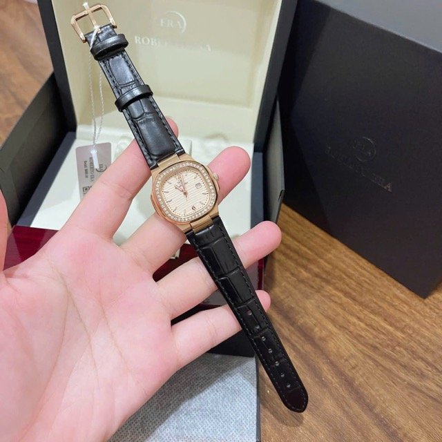 Đồng hồ nữ dây da Roberto Era Quartz Nautilus Rose Dial Analogue RE1503A