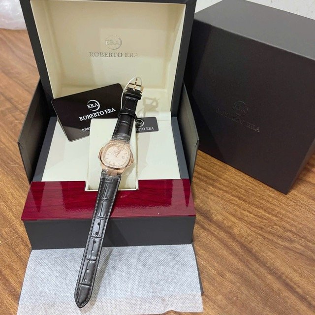Đồng hồ nữ dây da Roberto Era Quartz Nautilus Rose Dial Analogue RE1503A - Ảnh 2